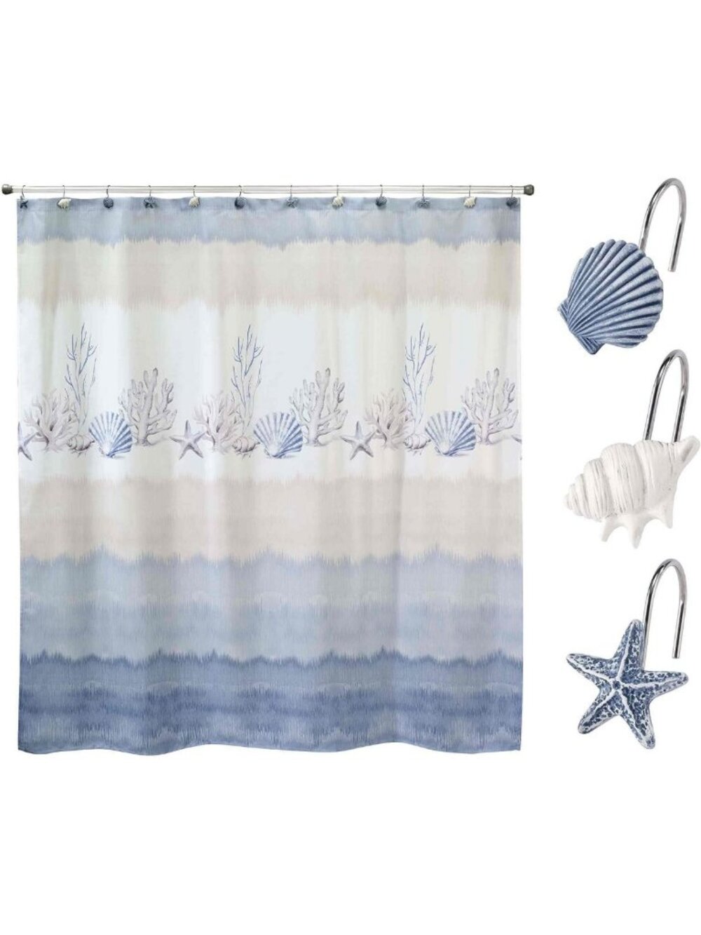 Stylish 72x72 Fabric Shower Curtain Set with 12 Hooks - Bathroom Decor